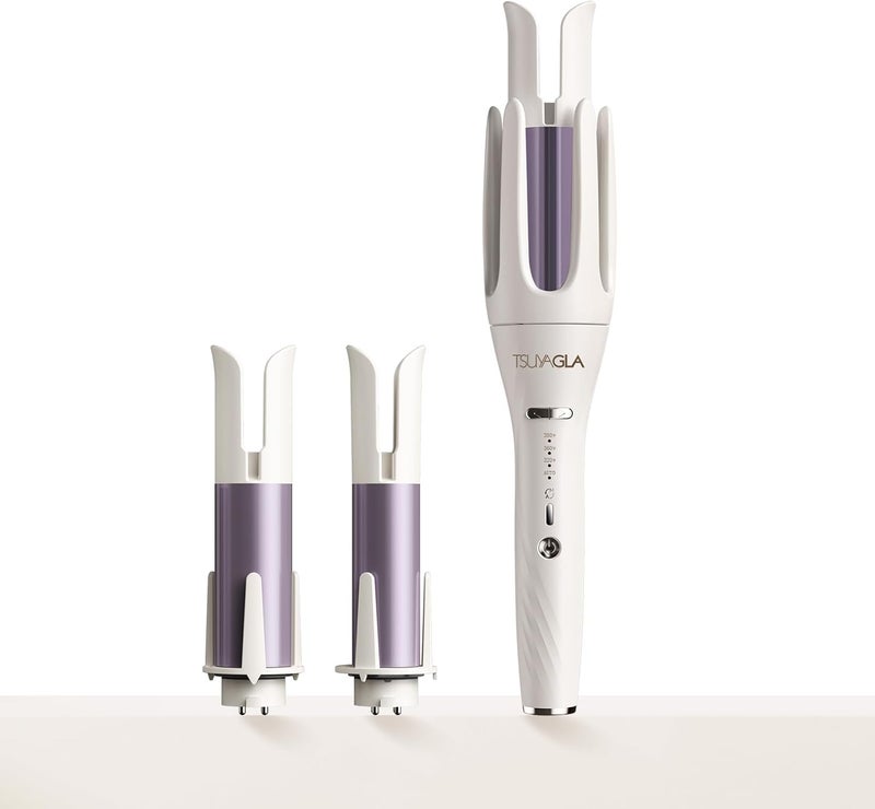 TSUYAGLA 3 in 1 Automatic Curling Iron, Hair Curlers with 3 Curling Barrels (1" - 1.25" - 1.5"), Rotating Curling Iron with 3 Temp, 2-Way Rotation, 10S Fast Heating, Anti-Scald, Dual Voltage, White - Image 1